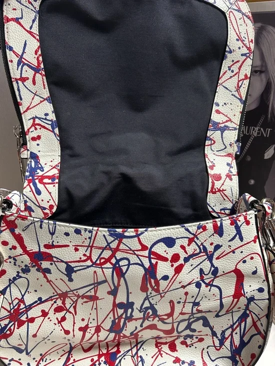 Marc Jacobs Leather Crossbody with Red & Blue Paint-Splatter - Picture 6 of 10